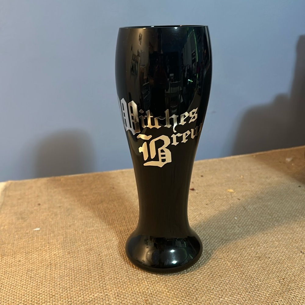 Halloween witches brew beer glass